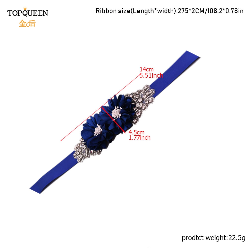 TOPQUEEN S458-B Navy Blue Bridal Belts Belt Sash for Party Beads Bridal Belt for Women Flower Sash Belt for Dress Formal Belt
