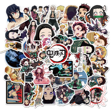 50pcs Demon Slayer: Kimetsu no Yaiba Anime Sticker Stickers PVC Graffiti Stickers Suitcase Luggage Guitar For Children Toys LD