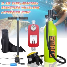 Diving Equipment Set 4 in 1 1L Mini Scuba Diving Air Tank Oxygen Cylinder Dive Respirator Air Pump Snorkeling Underwater Breath