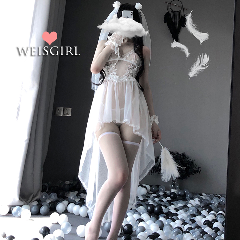 Sexy Costume Nurse Sexy Lingerie Hot BabyDoll Wedding Dress Bridal Transparent Romantic Nightgown Exotic Apparel