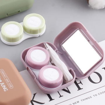 1pc Frosted Mini Rubber Paint Square Contact Lens Case With Mirror Women Colored Contact Lenses Box Eyes Contact Lens Container