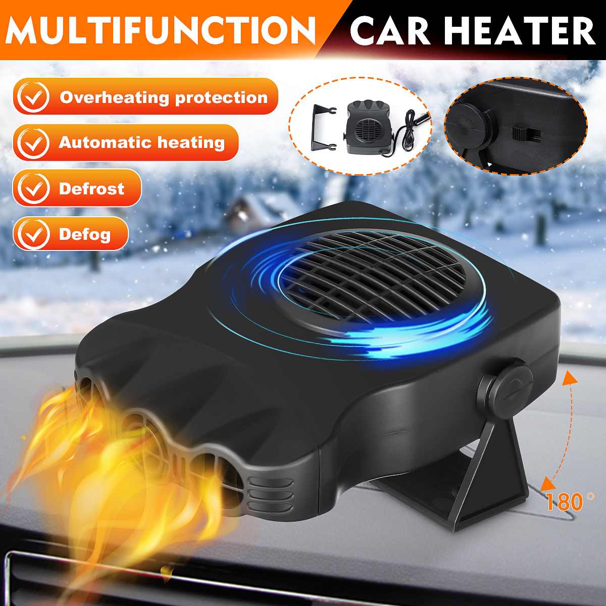 300W Car hearter 2 In 1 Auto Car Heater 12/24V Heating Fan With Swing-out Handle car interior Portable electric heater defroster