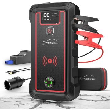 Car Jump Starter 23800mAh 2500A Power Bank Car Battery with 10W Wireless Charger LCD Screen Safety Hammer Jump starter