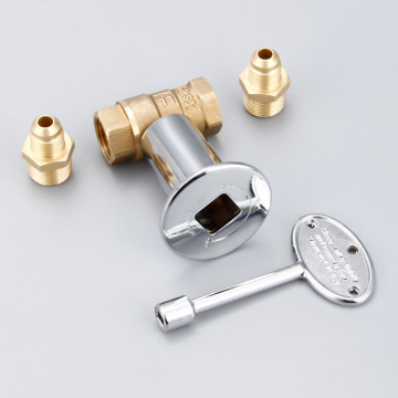 1/2Inch Straight Quarter Turn Shut-Off Valve Kit NG LP Gas Fire Pits Chrome Flange Key Valve 3/8