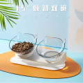 Double Pet Bowls Non-slip Cat Bowl Raised Stand Transparent AS Material Pet Food and Water For Cat Dog Drink Feeder dog Supplies