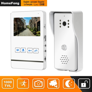 HomeFong 4 Inch Video Intercom for Home Wired Video Door Phone Works with Lock Access Control 1200TVL Motion Detection Recoding