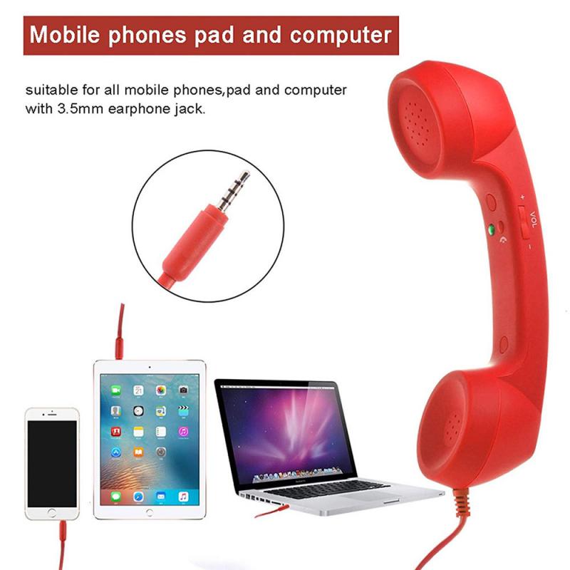 Retro Headset 3.5mm Pop Phone Handset Comfort Telephone Handset Mini Mic Speaker Phone Call Receiver For Iphone For Samsung