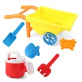 7 Pcs Outdoor Wheelbarrow Beach Toys for Kids Summer Sand Toys for Building Sand Castles Molds