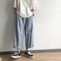 Casual Pants Men Loose Straight All-match Ankle-length Cargo Wide-leg Mens Trousers Ins Solid Simple Trendy Oversize 3XL Korean