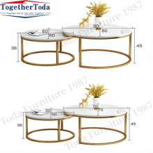Metal Frame top Marble Side Coffee Table set