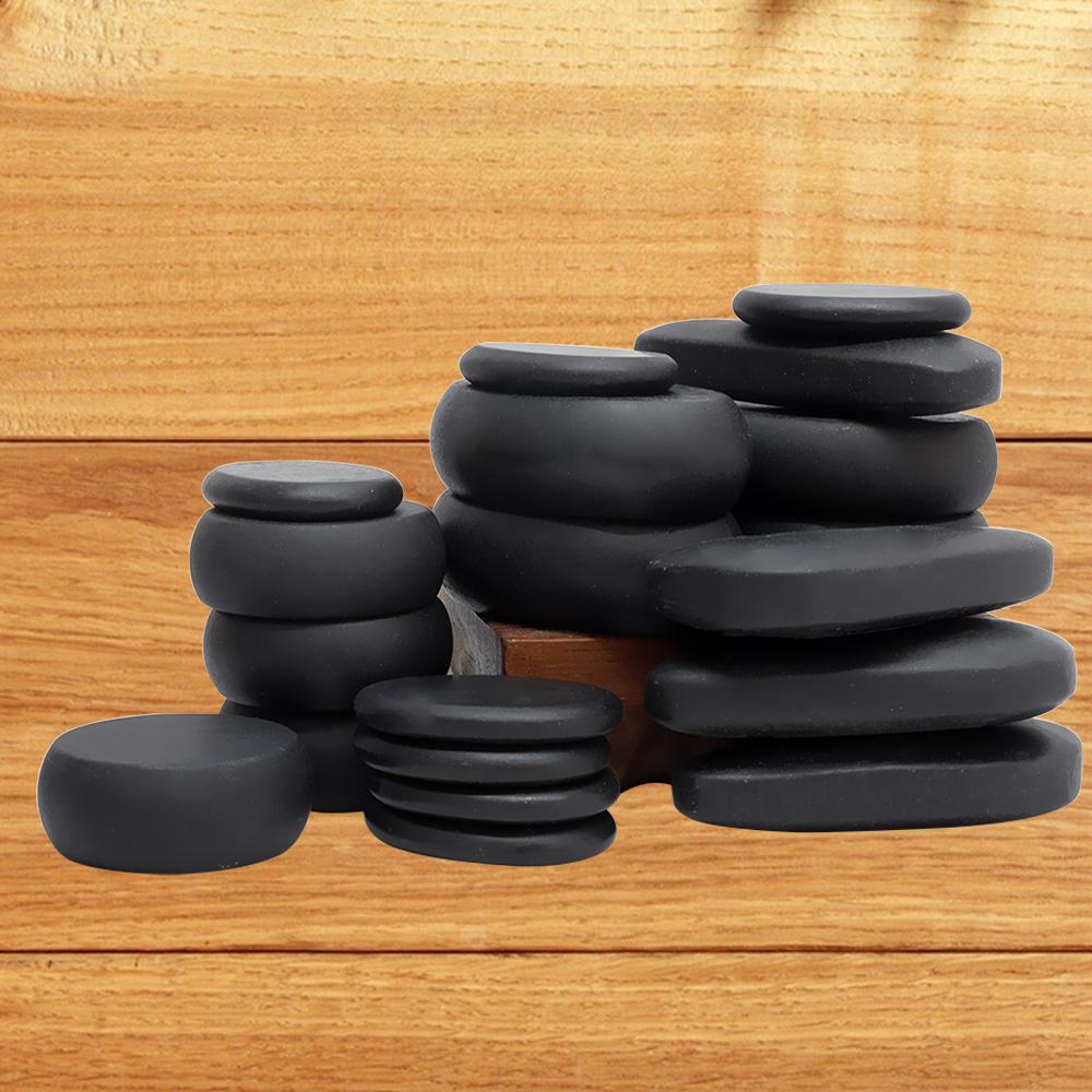 Tontin 20pcs/set Hot Stone Massage Set Heater Box Relieve Stress Back Pain Health Care Lava Basalt round massage tool Stones