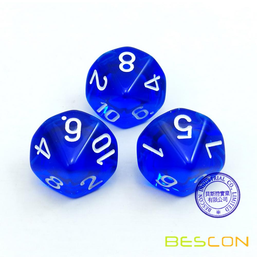 10 Sided Game Dice Translucent 1 10 1