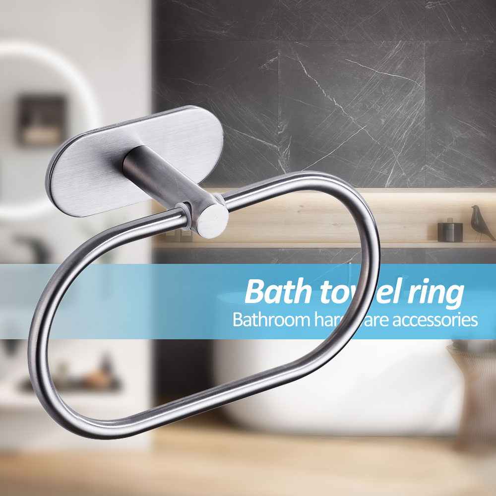 Bathroom Towel Holder Stainless Steel Towel Ring Holder Hanger Wall-Mounted Round Towel Rings Home Hotel Bathroom Accessory