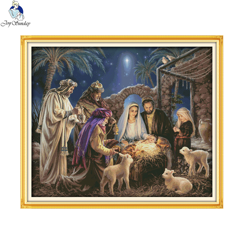 The Birth of Baby Jesus Patterns, Aida Canvas Cross Stitch kits,Embroidery Needlework Set,Home Decoration Send Accessory Tools