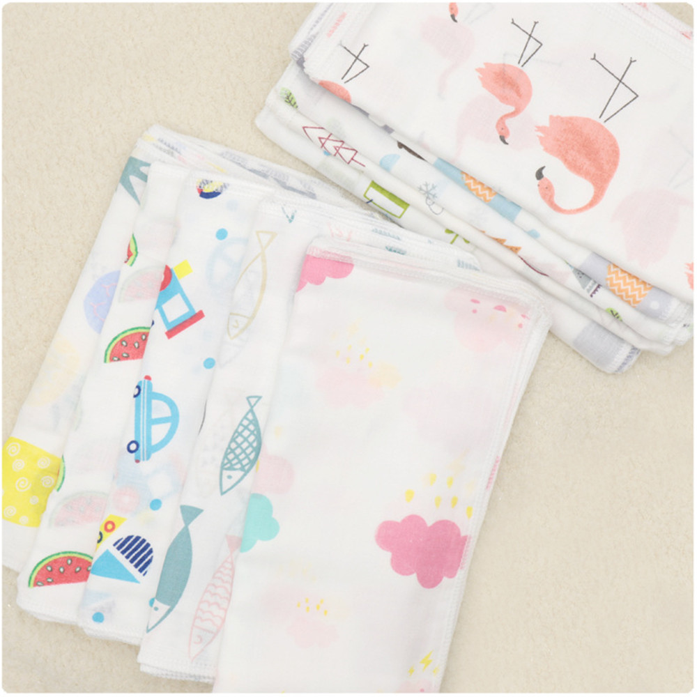 10pcs cute 20*20cm Muslin Cotton Baby Soft Cotton Towel Infant Bath Washcloth Kids Feeding Baby Wipes Cloth