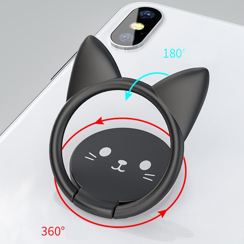 Metal Finger Ring Holder Mobile Phone Smartphone Car Holder Stand Cute Mount Bracket Cat Magnetic Bracket Car Accessories S J4B5