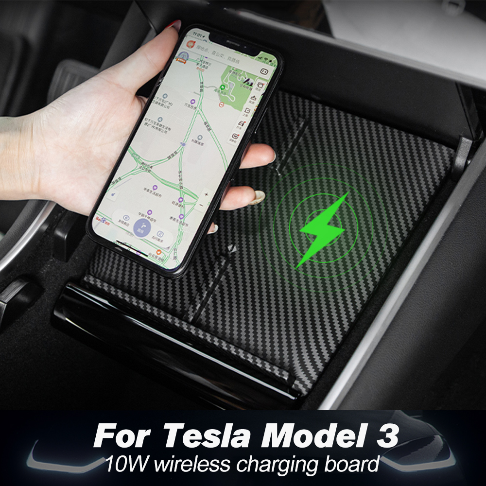Model3 Car charger carbon fiber for tesla model 3 2021 accessories usb car charge ports dual fast tesla model 3 wireless charger