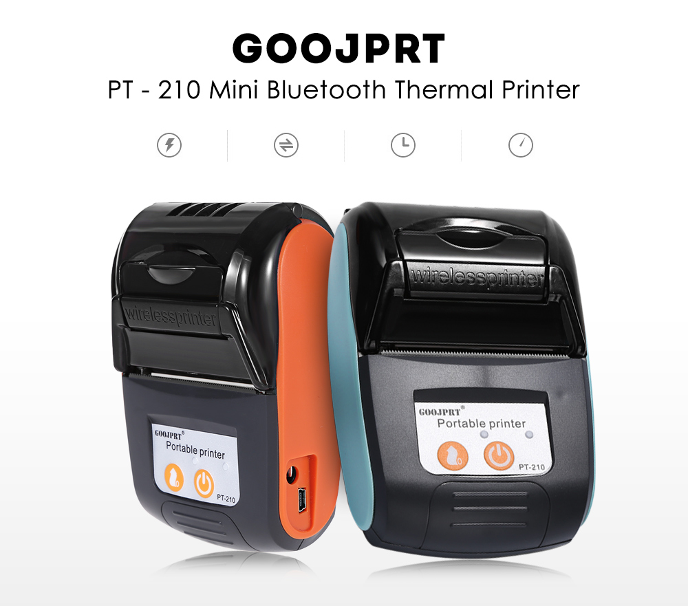 GOOJPRT PT210 Mini Pocket Size Wireless Printer Thermal Receipt Printer Bluetooth Android iOS Phone Support ESC / POS Printer