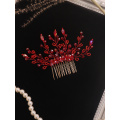 Bohe Wedding Accessories Red Crystal Bride hair comb Party for Women Girl Headdress Bridal Headwear Hair Jewelry
