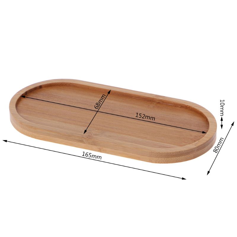 Oval Shape Bamboo Wood Saucer Plant Tray Mini Plant Flower Pot Stand Favor Succulent Pot Tray Simple Elegant Design Home Balcony