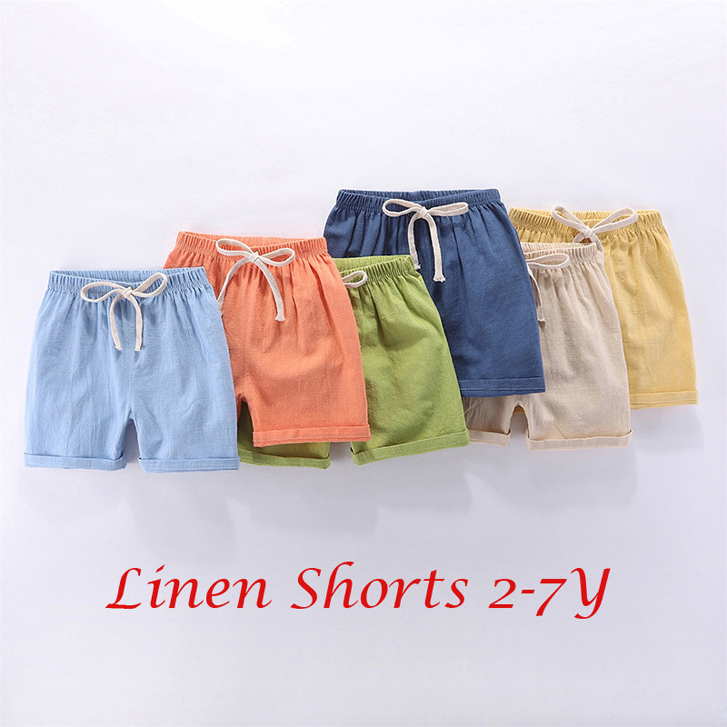 Boys Shorts Kids Shorts Candy Color Girls Children Summer Beach Loose Shorts Casual Pants Cotton & Linen Comfortable 2-7Yrs Hot