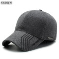 SILOQIN Adjustable Size Men's Winter Earmuffs Hat Thick Warm Baseball Cap Middle-aged Thermal Tongue Caps Dad's Snapback Hats