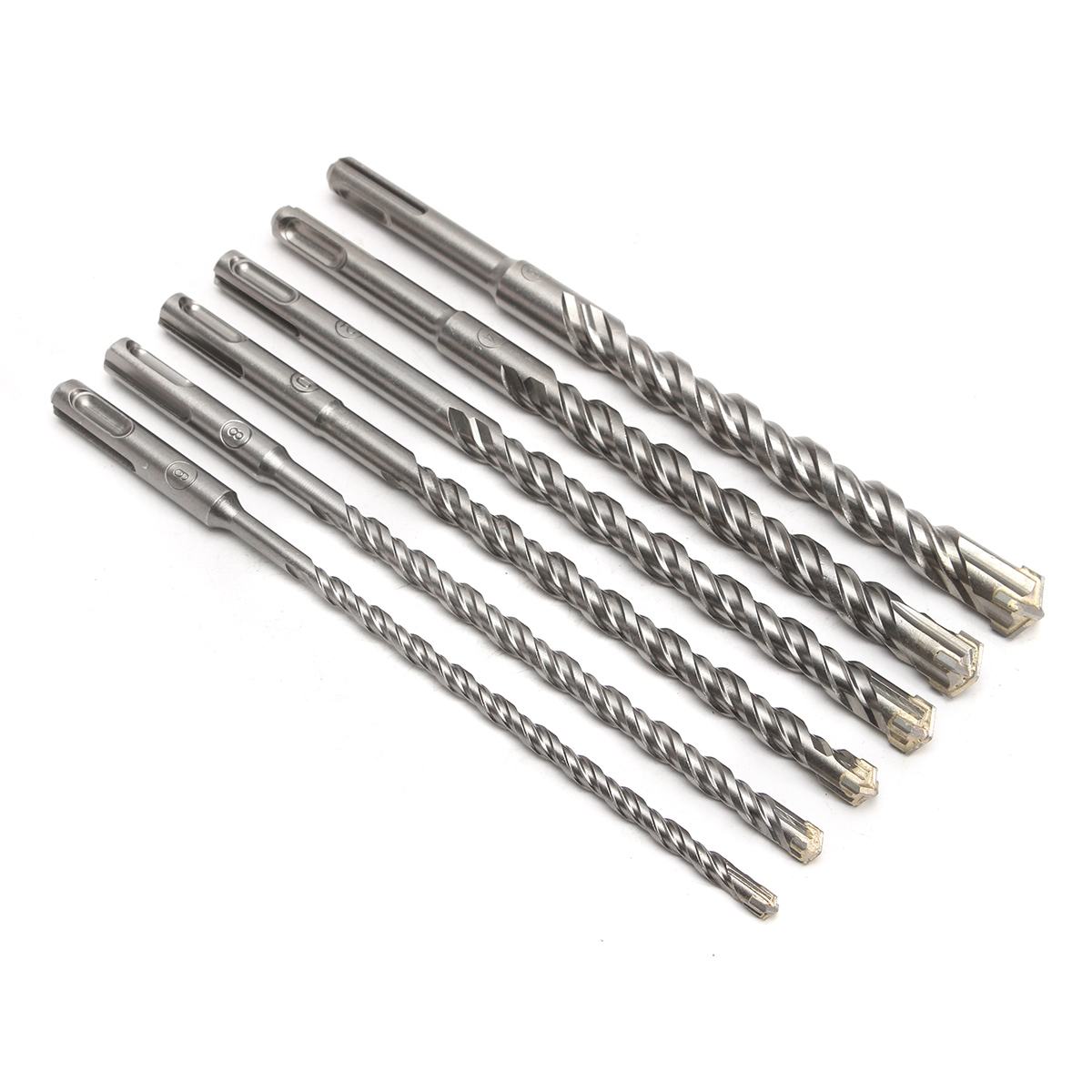 26cm Drill Bits 6/8/10/12/14/16mm for Electric Hammer Polisher Bi-Metal Cross Type Tungsten Steel SDS Plus for Masonry Concrete
