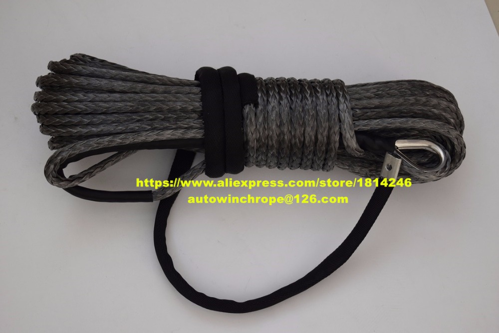 Grey 10mm*30m Synthetic Rope,ATV Winch Cable for Auto Parts, Winch Rope,UHMWPE Rope