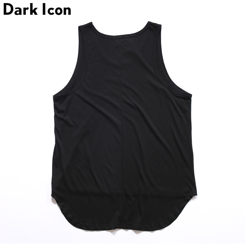 DARK ICON Hi-street Front Short Back Long Mens Tank Top Hip Hop Men's Tops Oversize Black Grey White
