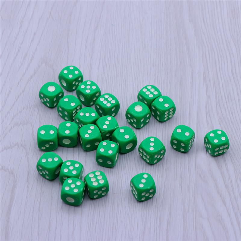 100 PCS Plastic Dices 6 Side Colored Dices for KTV Party Bar Gaming - #15 (Green)