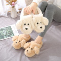 2019 New Autumn Winter Women Slippers cute cartoon puppy teddy wool cotton Home Soft anti-slip Fur Indoor Floor women Men Shoes