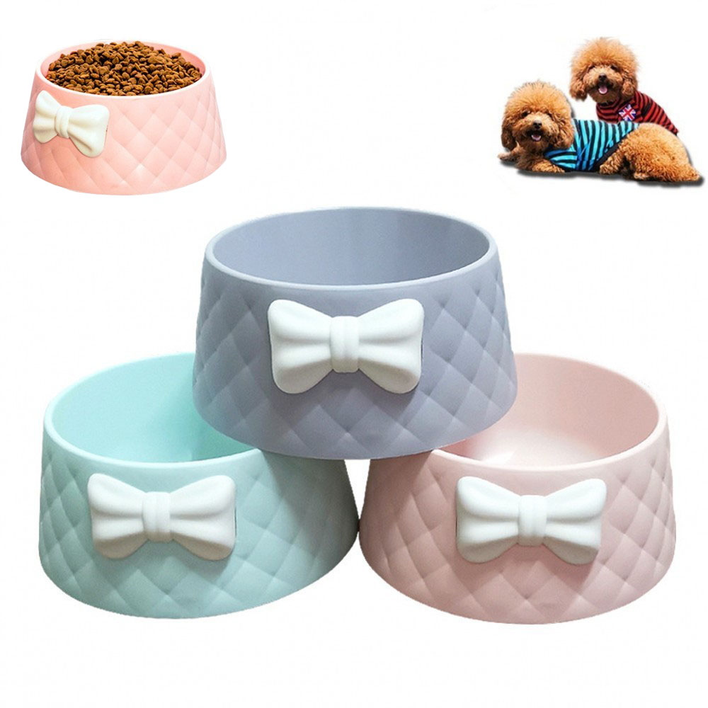 2020 New Pet Dog Feeding Food Bowls Puppy Shock-proof Lovely Bowknot Feeder Dish Bowel Prevent Obesity Cat Bowl Pet Product