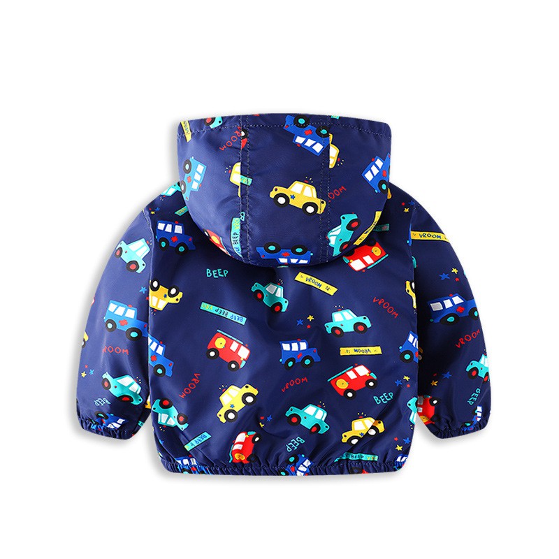 COOTELILI 80-130cm Cute Car Printing Kids Boys Jacket 2018 Spring Hooded Children Clothes Active Girls Windbreakers  (6)