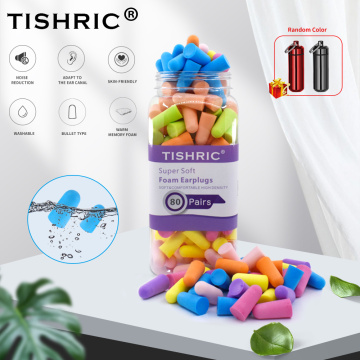 TISHRIC 80 Pairs Color Mixing PU Sponge Earplugs Noise Reduction 35.5 DB Ear Protector Earplugs Anti-Noise Sleeping Ear Plugs