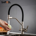 High-end Brass Brushed Nickel Kitchen Sink Faucet Mixer Pull Down Two Handle 3-way Kitchen Healthy Drinking Water Tap NL714