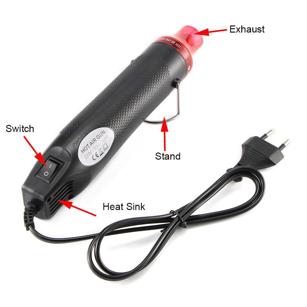 300W DIY Using Heat Gun Electric Power tool hot air 220V Temperature Gun with Supporting Seat Shrink Plastic DIY Tool