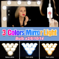 3 Colors Stepless Dimming Makeup Light LED Vanity Mirror Lamp USB 12V Dressing Table Light 6 10 14 Bulb Bathroom Mirror Ampoule