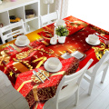 Rectangular 3D Tablecloth Red Exquisite New Year Present Pattern Dustproof Thicken Cloth Christmas Party Table Cloth