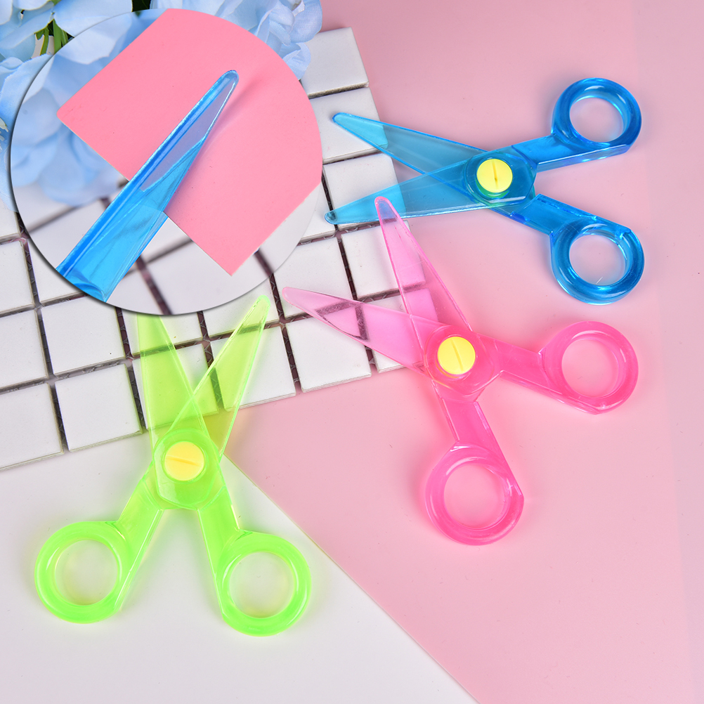 Mini Plastic Scissors Safety Round Head Safety Scissors Stationery Student Kids DIY Paper Cutting School Supplies Color Randomly