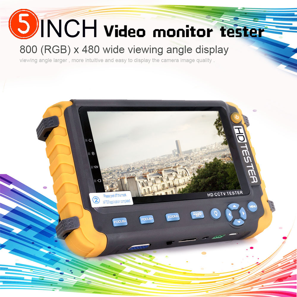 Upgraded IV8W 5 inch CCTV Tester Monitor 5MP 4MP TVI AHD 4MP CVI CVBS Security Camera Tester Support PTZ Audio VGA