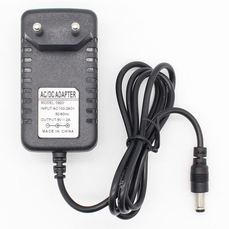 1PCS High quality AC/DC 9V 2A Switching Power Supply adapter Reverse Polarity Negative Inside EU plug 5.5mm x 2.1mm-2.5mm