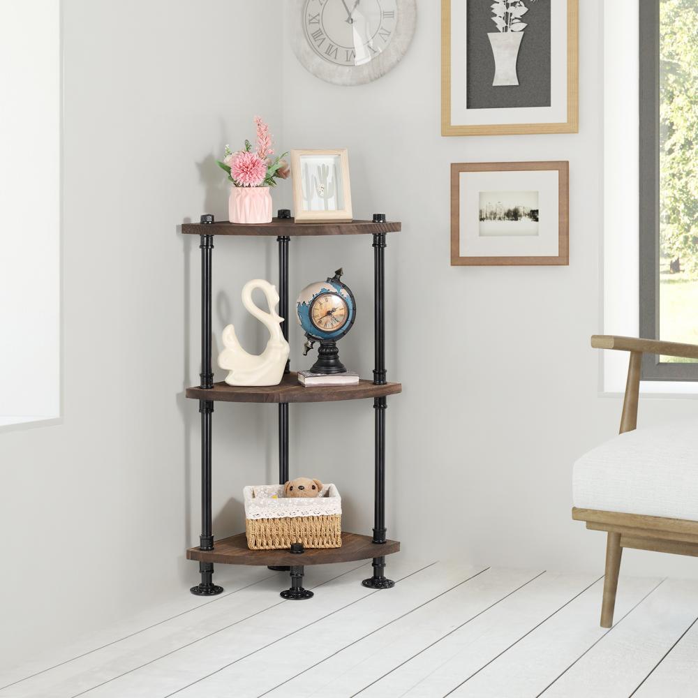 3 Layers Industrial Wooden Corner Side Table