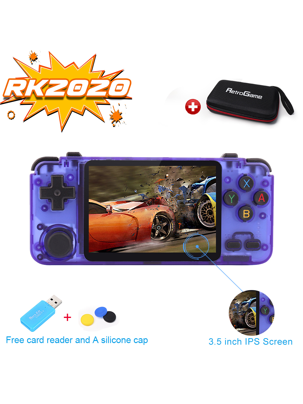 RK2020 metal Retro Console RK2020 aluminum alloy IPS screen portable handheld game console PS1 N64 games video game player