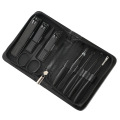 9-piece Stainless Steel Black Nail Clippers Set Portable Manicure Scissors Tweezer Eagle Hook Ear Spoon Pedicure Finger Tool