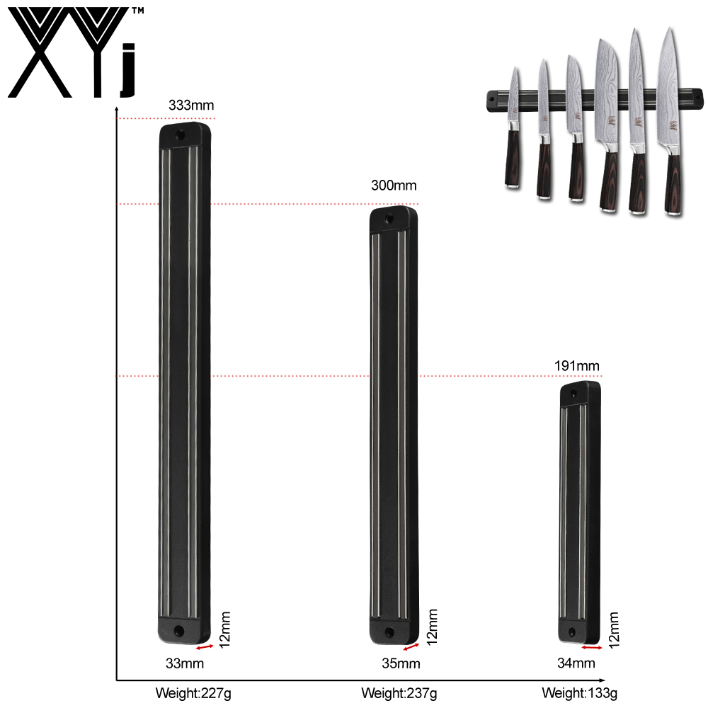 XYj Damascus Stainless Steel Magnetic Knife Holder Wall Mount Black ABS Metal Knife For Plastic Block Magnet Knife Holder Block