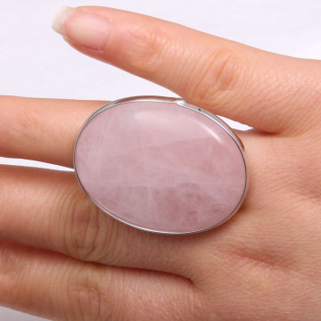 2020 Natural stone rings charm agated jewelry rose quartzd models trendy gift for women or girlfriend adjustable size 30x40mm