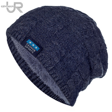 New Unisex Fashion Sports Label Winter Hats For Men & Women Add Fur Lined Warm Ski Beanie Hat Stylish Knitted Cap