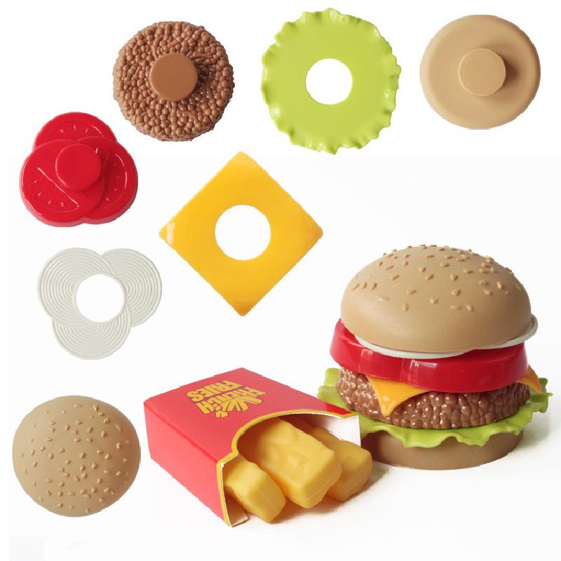 Simulation of seven-story small hamburger fries combination set children play kitchen toy gifts