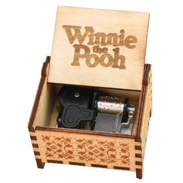 Winnie The Pooh Music Box 18 Note Windup Clockwork Mechanism Engraved Wood Music Box for Kids,Play Winnie The Pooh Theme
