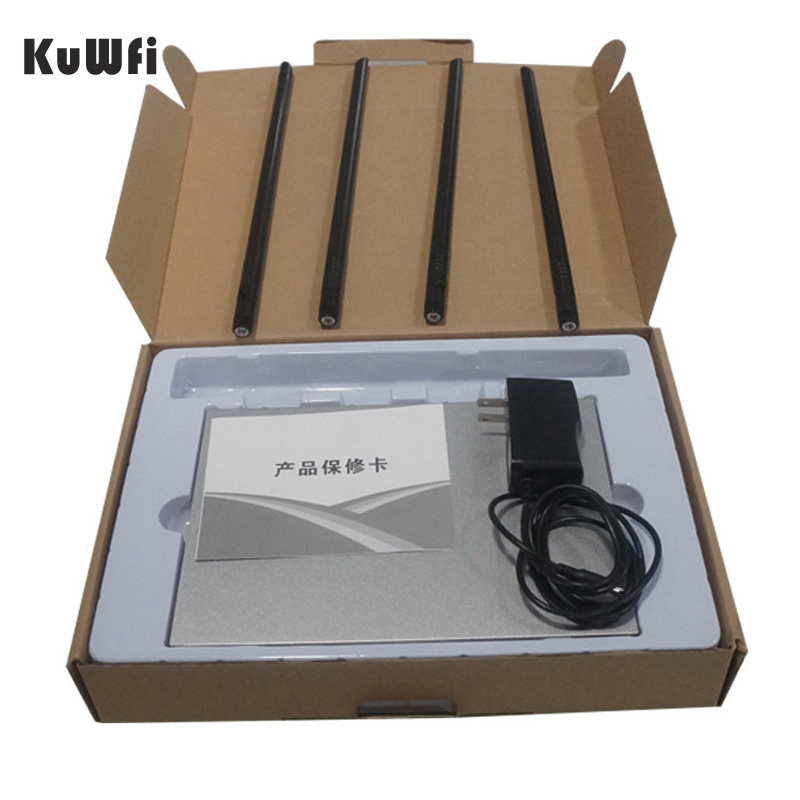 KuWFi OpenWrt 1200Mbps Long Range Wireless AP 1W High Power Wireless Router 2.4G 5.8G Dual Band Wifi Router 4*7dBi Antennas